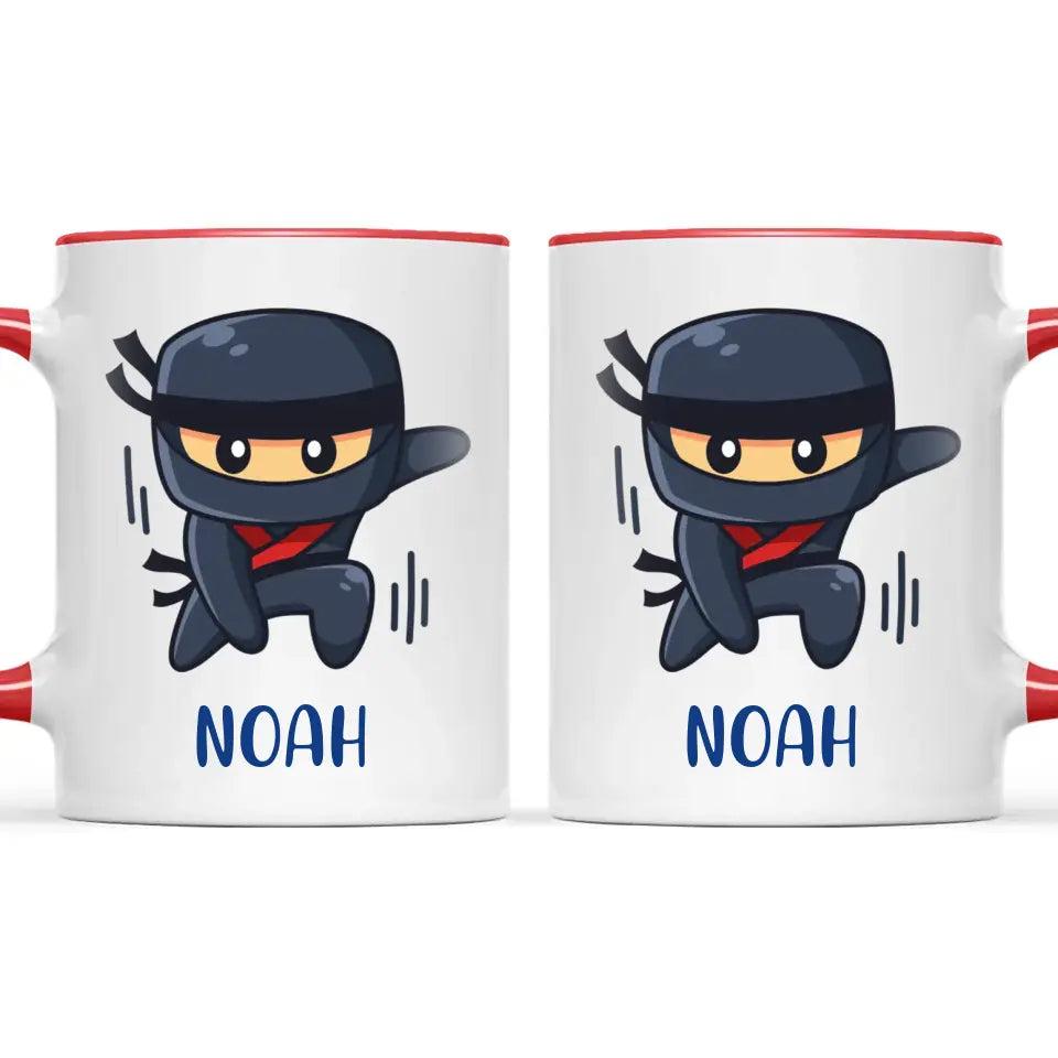 Personalised Ninja Mug - Custom Name Kids Cup - Stealth Warrior Theme - Ceramic or Enamel - 11oz, 6oz, or Camping Mug - NZ Made