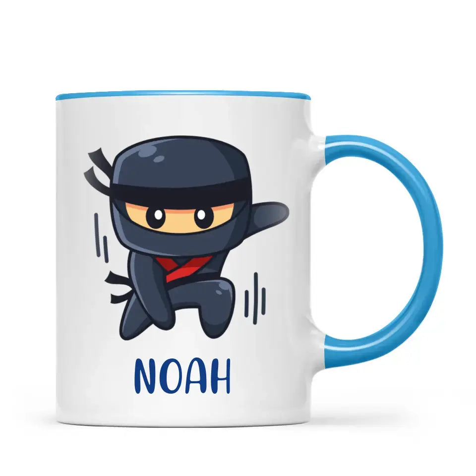 Personalised Ninja Mug - Custom Name Kids Cup - Stealth Warrior Theme - Ceramic or Enamel - 11oz, 6oz, or Camping Mug - NZ Made