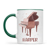 Personalised Piano Mug - Custom Name Kids Cup - Music Lover Gift - Grand Piano Theme - Ceramic or Enamel - 11oz, 6oz, or Camping Mug - NZ Made