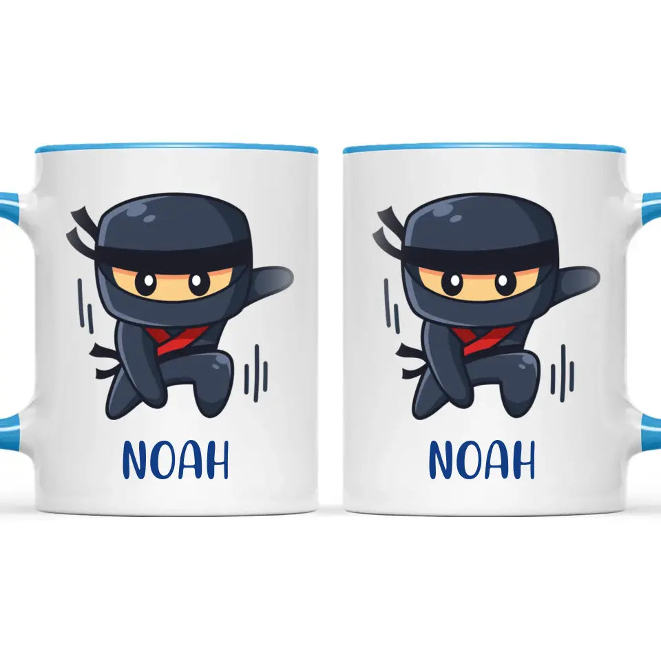 Personalised Ninja Mug - Custom Name Kids Cup - Stealth Warrior Theme - Ceramic or Enamel - 11oz, 6oz, or Camping Mug - NZ Made