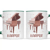Personalised Piano Mug - Custom Name Kids Cup - Music Lover Gift - Grand Piano Theme - Ceramic or Enamel - 11oz, 6oz, or Camping Mug - NZ Made
