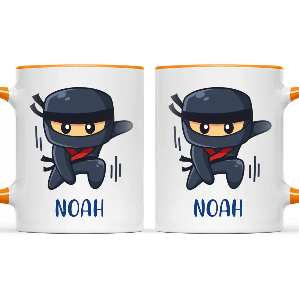 Personalised Ninja Mug - Custom Name Kids Cup - Stealth Warrior Theme - Ceramic or Enamel - 11oz, 6oz, or Camping Mug - NZ Made