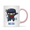 Personalised Ninja Mug - Custom Name Kids Cup - Stealth Warrior Theme - Ceramic or Enamel - 11oz, 6oz, or Camping Mug - NZ Made