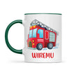 Personalised Fire Truck Mug - Custom Name Kids Cup - Fire Engine Theme - Ceramic or Enamel - 11oz, 6oz, or Camping Mug - NZ Made