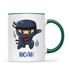Personalised Ninja Mug - Custom Name Kids Cup - Stealth Warrior Theme - Ceramic or Enamel - 11oz, 6oz, or Camping Mug - NZ Made
