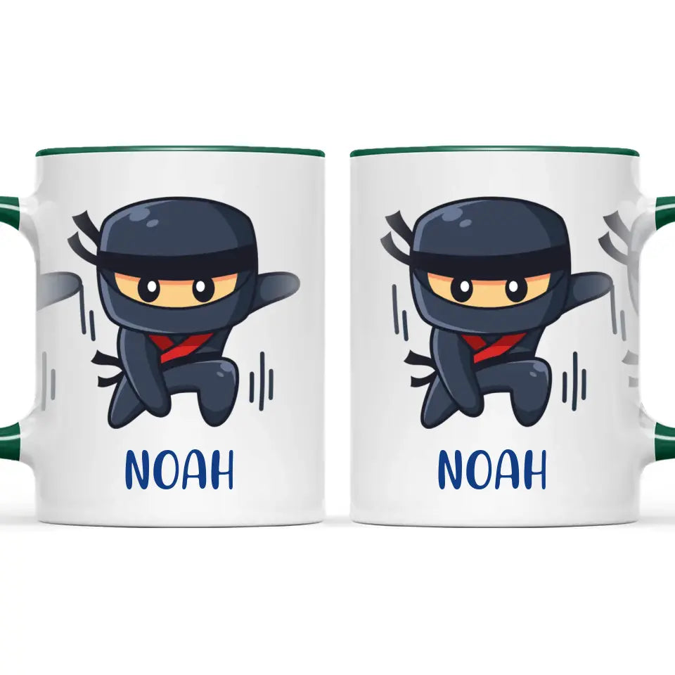 Personalised Ninja Mug - Custom Name Kids Cup - Stealth Warrior Theme - Ceramic or Enamel - 11oz, 6oz, or Camping Mug - NZ Made