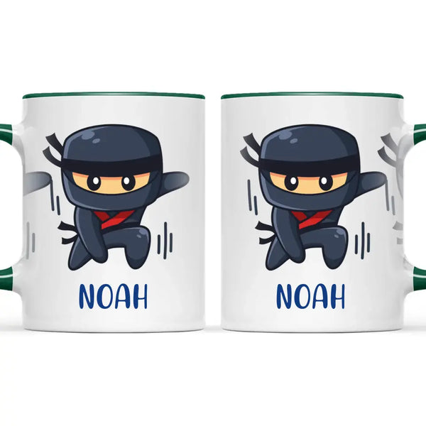 Personalised Ninja Mug - Custom Name Kids Cup - Stealth Warrior Theme - Ceramic or Enamel - 11oz, 6oz, or Camping Mug - NZ Made