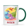 Personalised Dinosaur Mug - Custom Name Kids Cup - Fun Dino Theme - Ceramic or Enamel - 11oz, 6oz, or Camping Mug - NZ Made