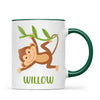 Personalised Monkey Mug - Custom Name Kids Cup - Cute Jungle Animal Design - 11oz or 6oz - NZ Made