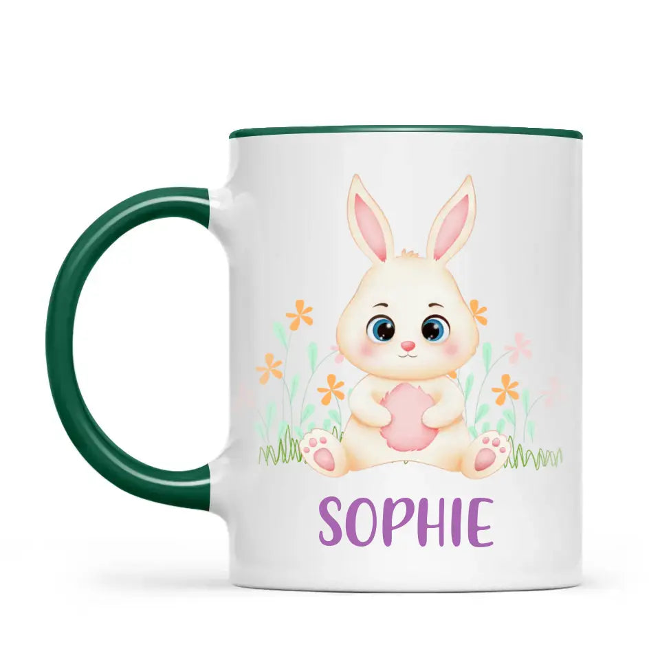 Personalised Bunny Mug - Custom Name Kids Cup - Cute Rabbit Design - 11oz or 6oz - NZ Made