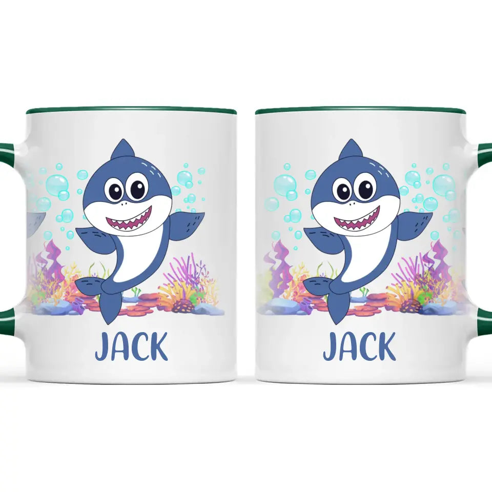 Personalised Shark Mug - Custom Name Kids Cup - Cute Underwater Ocean Design - 11oz or 6oz - NZ Made