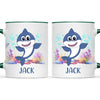 Personalised Shark Mug - Custom Name Kids Cup - Cute Underwater Ocean Design - 11oz or 6oz - NZ Made