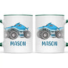 Personalised Shark Monster Truck Mug - Custom Name Kids Cup - 11oz or 6oz - Fun Blue Design - NZ Made