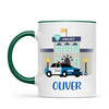 Personalised Police Car Mug - Custom Name Kids Cup - Law Enforcement Theme - Ceramic or Enamel - 11oz, 6oz, or Camping Mug - NZ Made