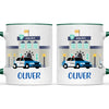 Personalised Police Car Mug - Custom Name Kids Cup - Law Enforcement Theme - Ceramic or Enamel - 11oz, 6oz, or Camping Mug - NZ Made