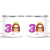 Personalised with Name & Custom Cartoon Face Birthday Mug – Kids Birthday Gift Cup with Balloon Age & Custom Character – Available in 11oz, 6oz & Enamel Options
