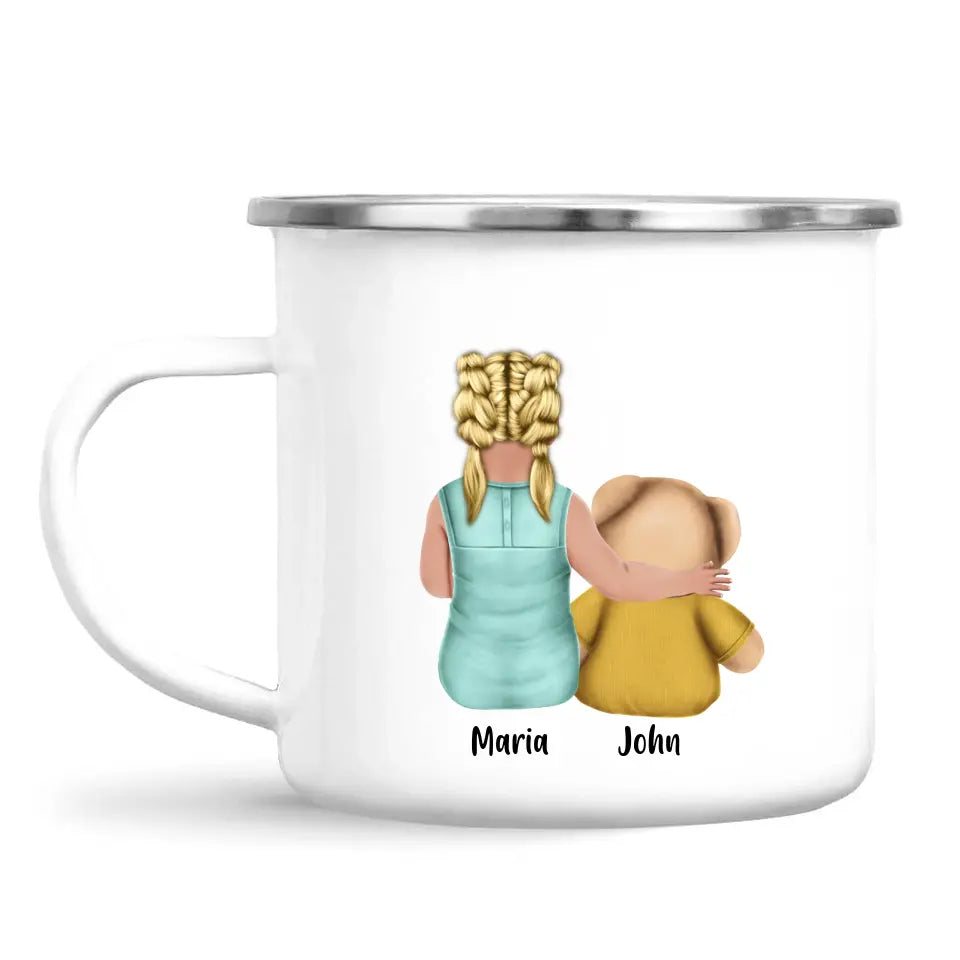 Personalised Child & Teddy Bear Mug – Customisable Character & Teddy