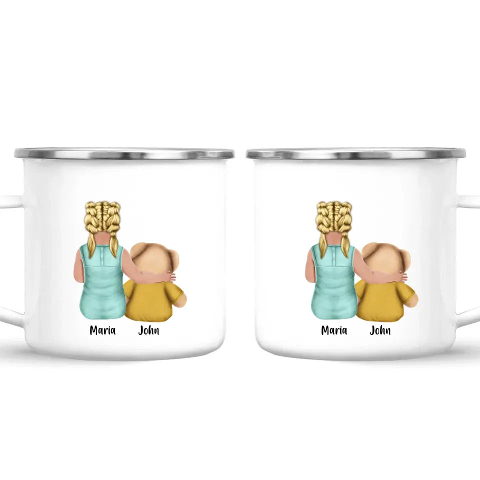 Personalised Child & Teddy Bear Mug – Customisable Character & Teddy