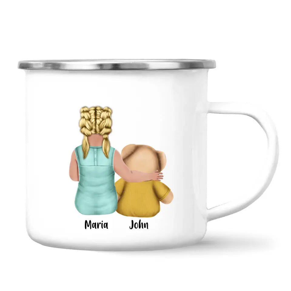 Personalised Child & Teddy Bear Mug – Customisable Character & Teddy