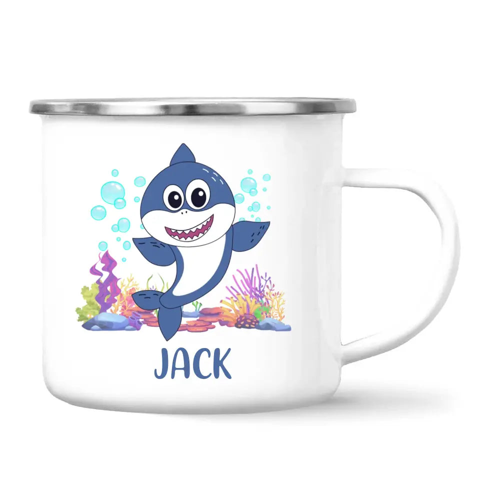 Personalised Shark Mug - Custom Name Kids Cup - Cute Underwater Ocean Design - 11oz or 6oz - NZ Made