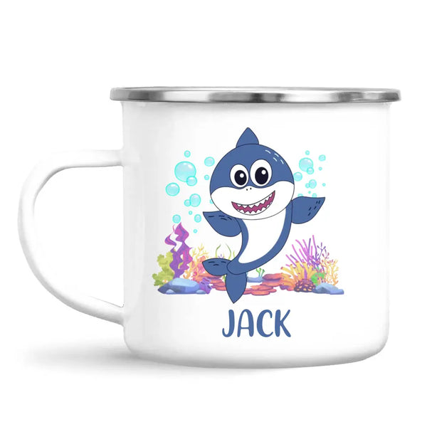 Personalised Shark Mug - Custom Name Kids Cup - Cute Underwater Ocean Design - 11oz or 6oz - NZ Made
