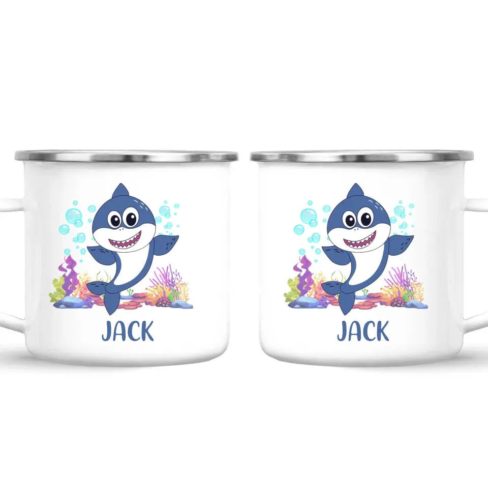 Personalised Shark Mug - Custom Name Kids Cup - Cute Underwater Ocean Design - 11oz or 6oz - NZ Made
