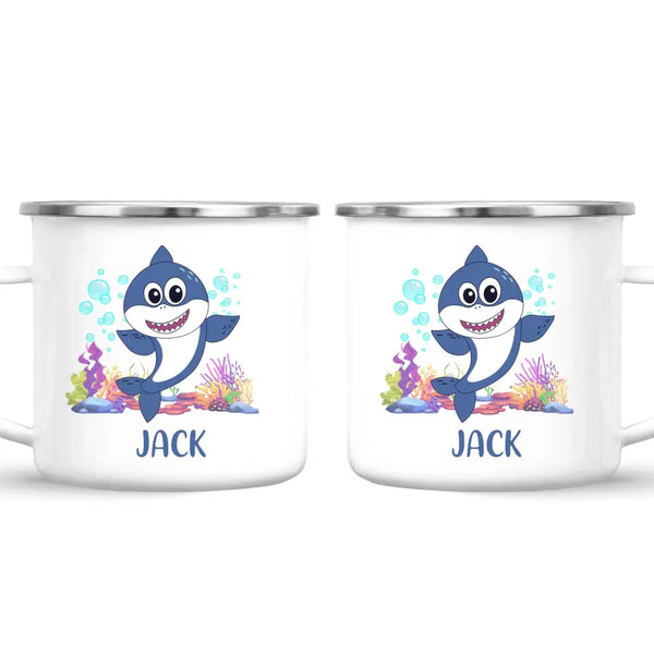 Personalised Shark Mug - Custom Name Kids Cup - Cute Underwater Ocean Design - 11oz or 6oz - NZ Made