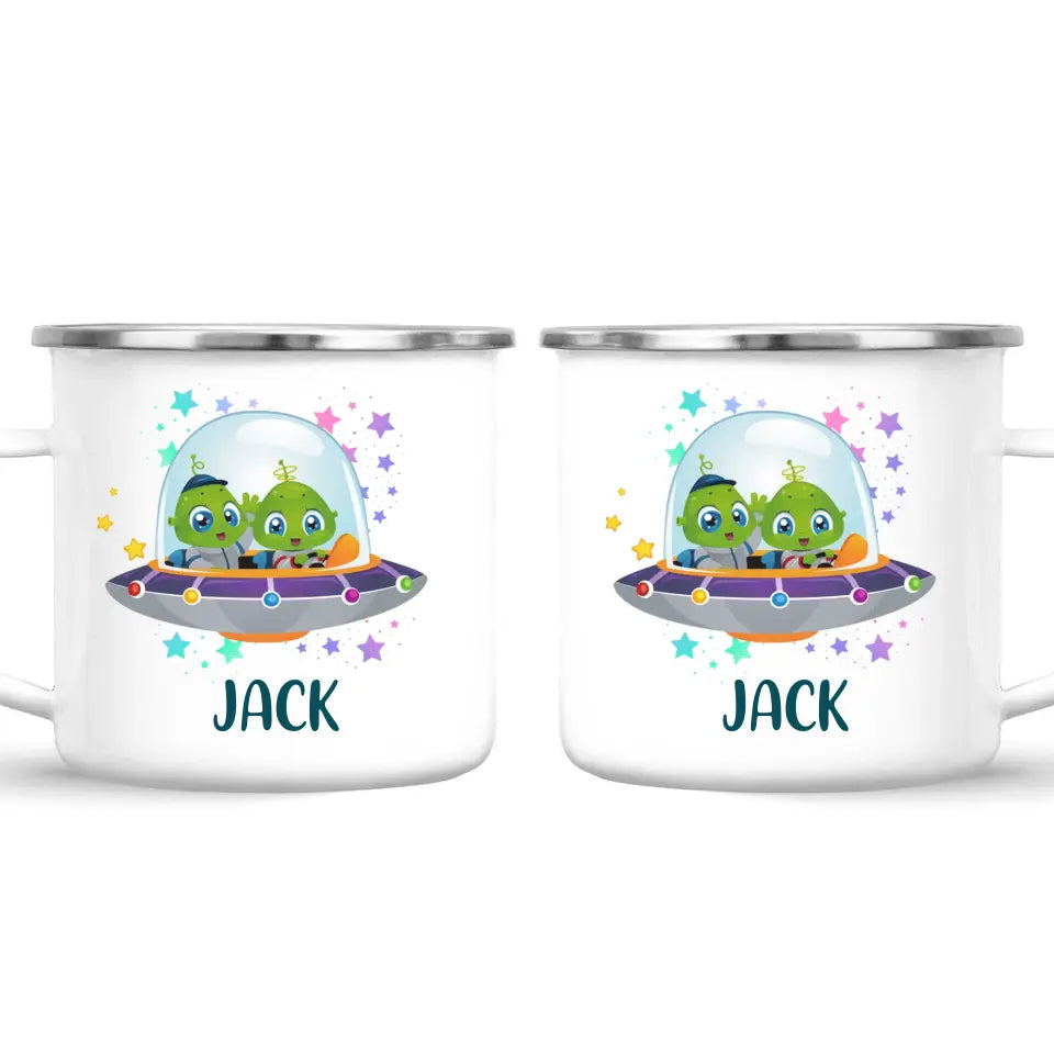 Personalised Alien Spaceship Mug - Custom Name Kids Cup - Fun Outer Space Design - 11oz or 6oz - NZ Made