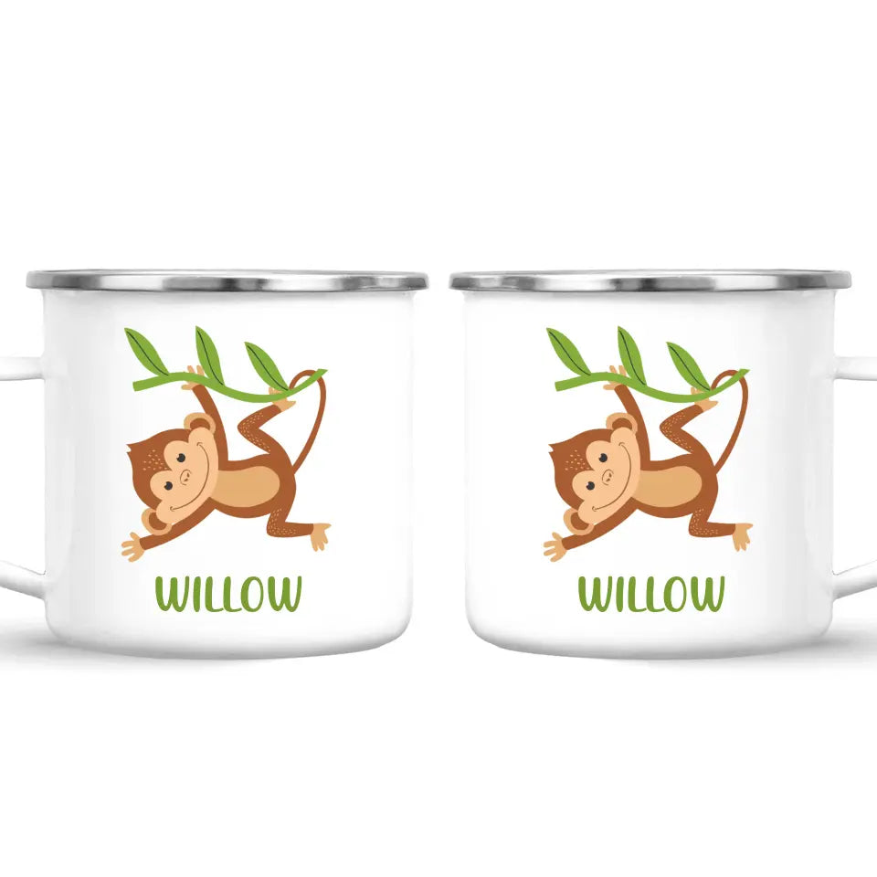 Personalised Monkey Mug - Custom Name Kids Cup - Cute Jungle Animal Design - 11oz or 6oz - NZ Made