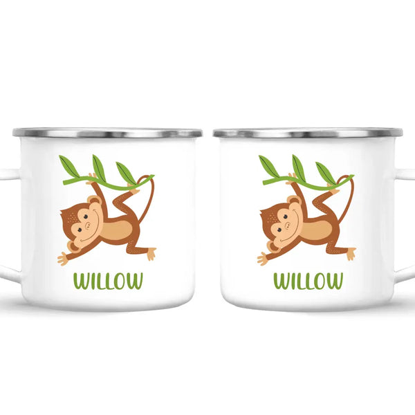 Personalised Monkey Mug - Custom Name Kids Cup - Cute Jungle Animal Design - 11oz or 6oz - NZ Made