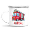 Personalised Fire Truck Mug - Custom Name Kids Cup - Fire Engine Theme - Ceramic or Enamel - 11oz, 6oz, or Camping Mug - NZ Made