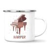 Personalised Piano Mug - Custom Name Kids Cup - Music Lover Gift - Grand Piano Theme - Ceramic or Enamel - 11oz, 6oz, or Camping Mug - NZ Made