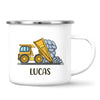 Personalised Dump Truck Mug - Custom Name Kids Cup - Construction Vehicle Theme - Ceramic or Enamel - 11oz, 6oz, or Camping Mug - NZ Made