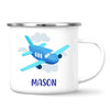 Personalised Aeroplane Mug - Custom Name Kids Cup - Blue Airplane Theme - Ceramic or Enamel - 11oz, 6oz, or Camping Mug - NZ Made