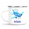 Personalised Aeroplane Mug - Custom Name Kids Cup - Blue Airplane Theme - Ceramic or Enamel - 11oz, 6oz, or Camping Mug - NZ Made