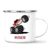 Personalised with Name, Red Monster Truck Kids Mug – Customised Off-Road Big Wheels Cup for Children – Available in 11oz, 6oz & Enamel Options