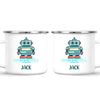 Personalised Robot Mug - Custom Name Kids Cup - Futuristic Tech Theme - Ceramic or Enamel - 11oz, 6oz, or Camping Mug - NZ Made