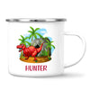 Personalised T-Rex Dinosaur Mug - Custom Name Kids Cup - Prehistoric Jungle Theme - Ceramic or Enamel - 11oz, 6oz, or Camping Mug - NZ Made