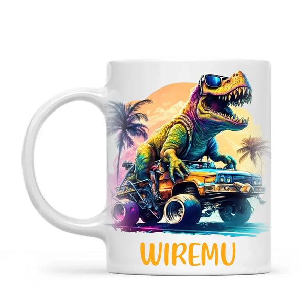 Personalised Beach Cruiser Dinosaur Kids Mug