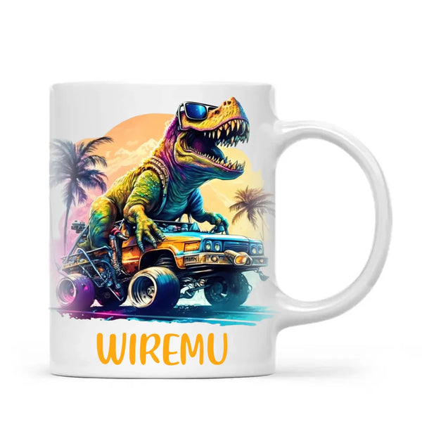 Personalised Beach Cruiser Dinosaur Kids Mug
