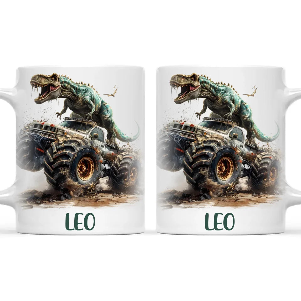 Personalised Dinosaur Monster Truck Kids Cup - Custom Name Mug for Boys - 11oz, 6oz or Enamel Cup - NZ Made Gift