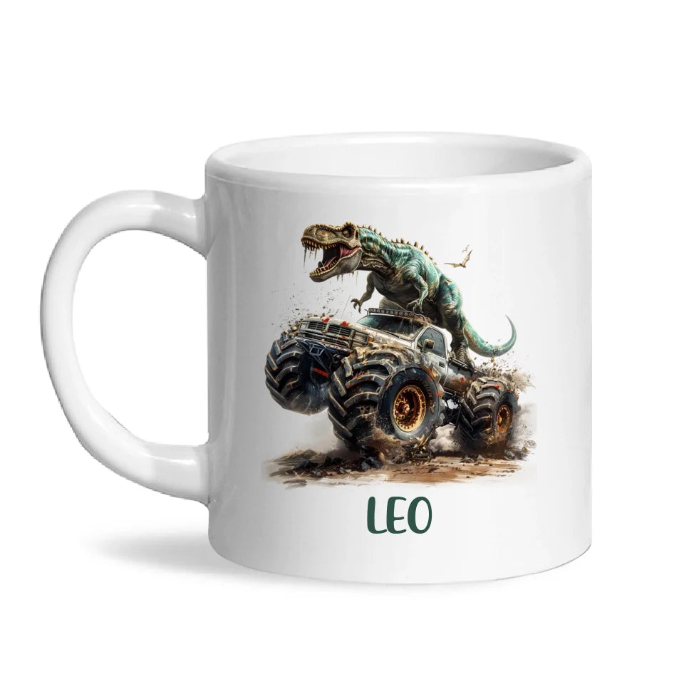 Personalised Dinosaur Monster Truck Kids Cup - Custom Name Mug for Boys - 11oz, 6oz or Enamel Cup - NZ Made Gift