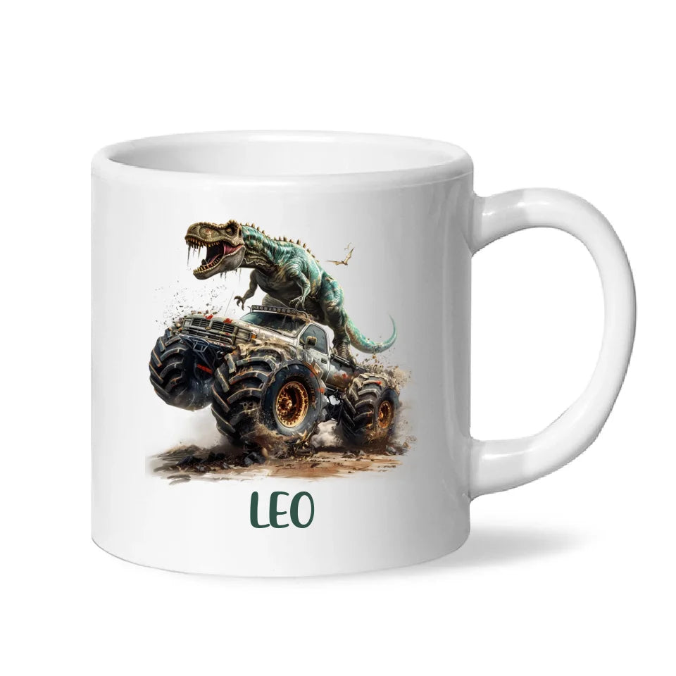 Personalised Dinosaur Monster Truck Kids Cup - Custom Name Mug for Boys - 11oz, 6oz or Enamel Cup - NZ Made Gift