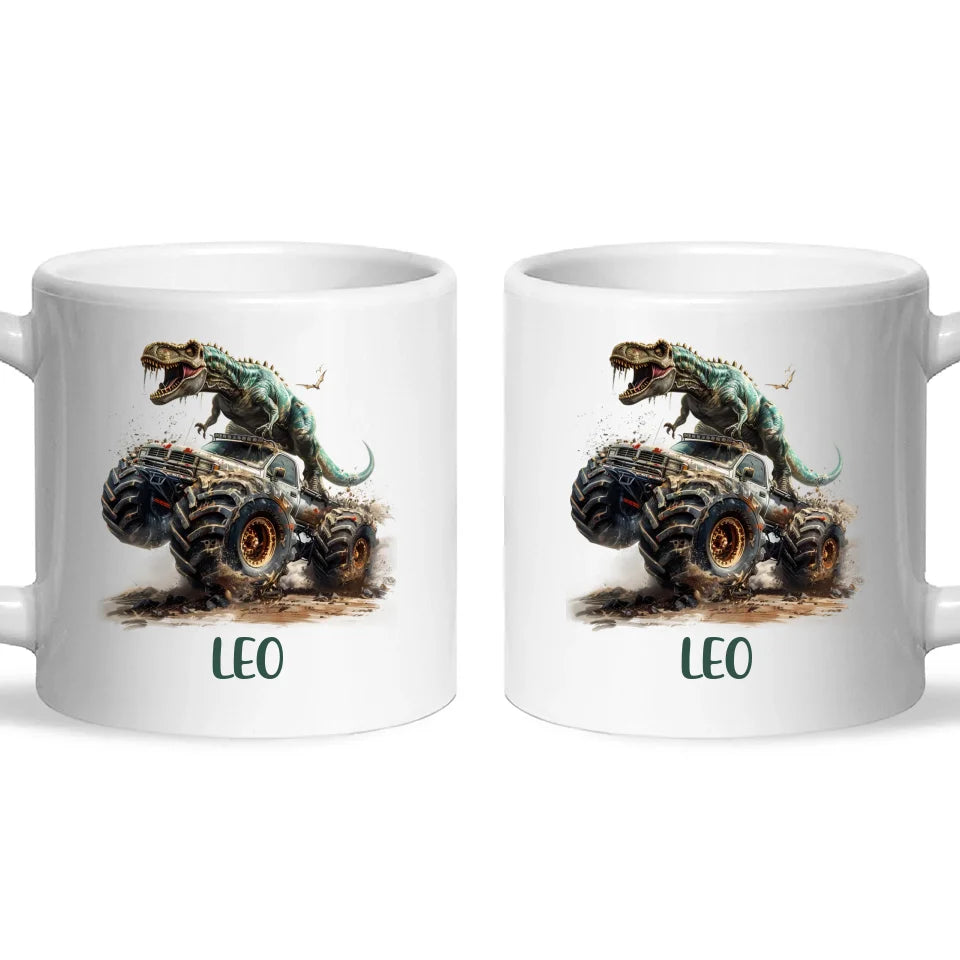Personalised Dinosaur Monster Truck Kids Cup - Custom Name Mug for Boys - 11oz, 6oz or Enamel Cup - NZ Made Gift