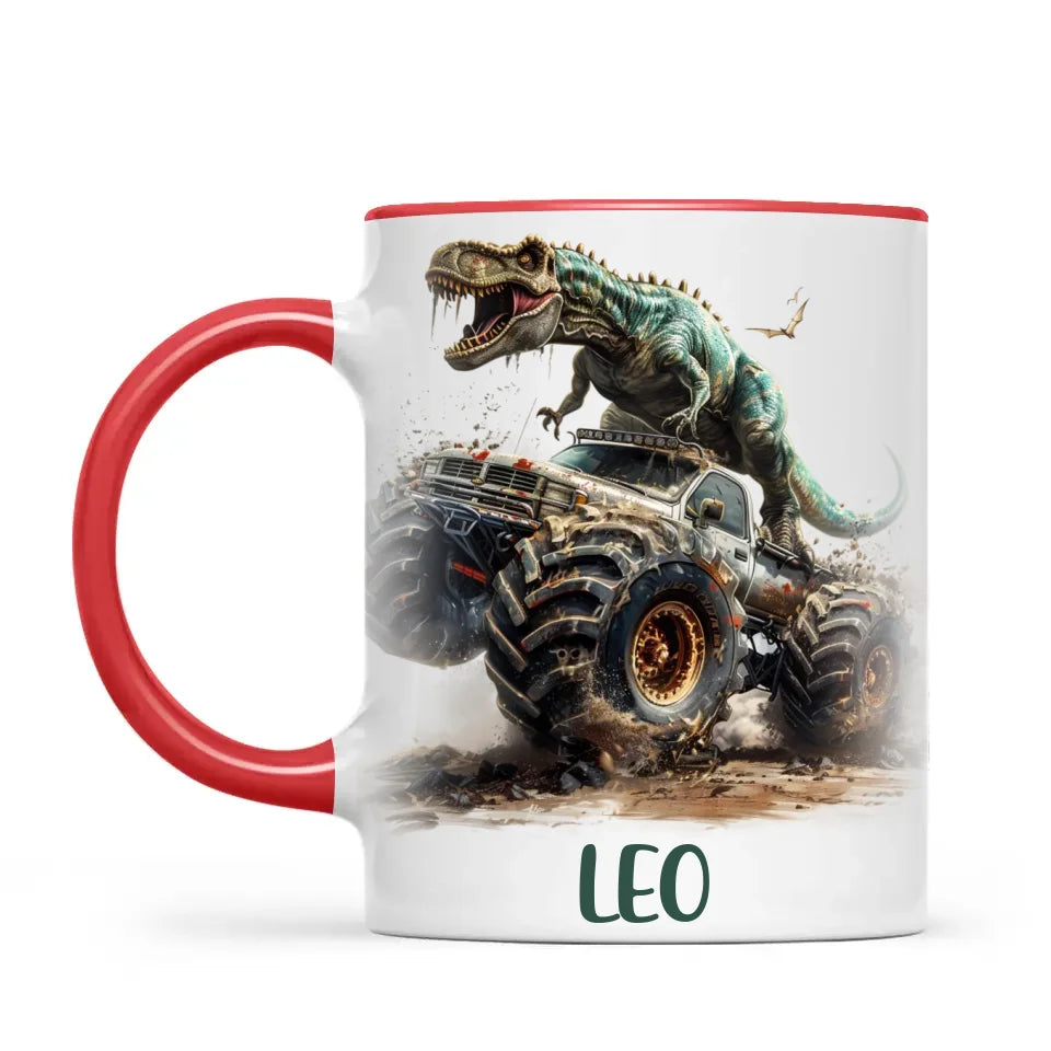 Personalised Dinosaur Monster Truck Kids Cup - Custom Name Mug for Boys - 11oz, 6oz or Enamel Cup - NZ Made Gift