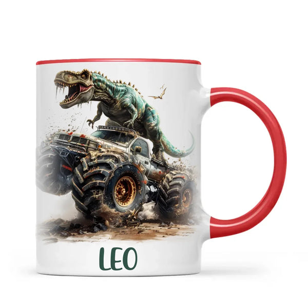 Personalised Dinosaur Monster Truck Kids Cup - Custom Name Mug for Boys - 11oz, 6oz or Enamel Cup - NZ Made Gift