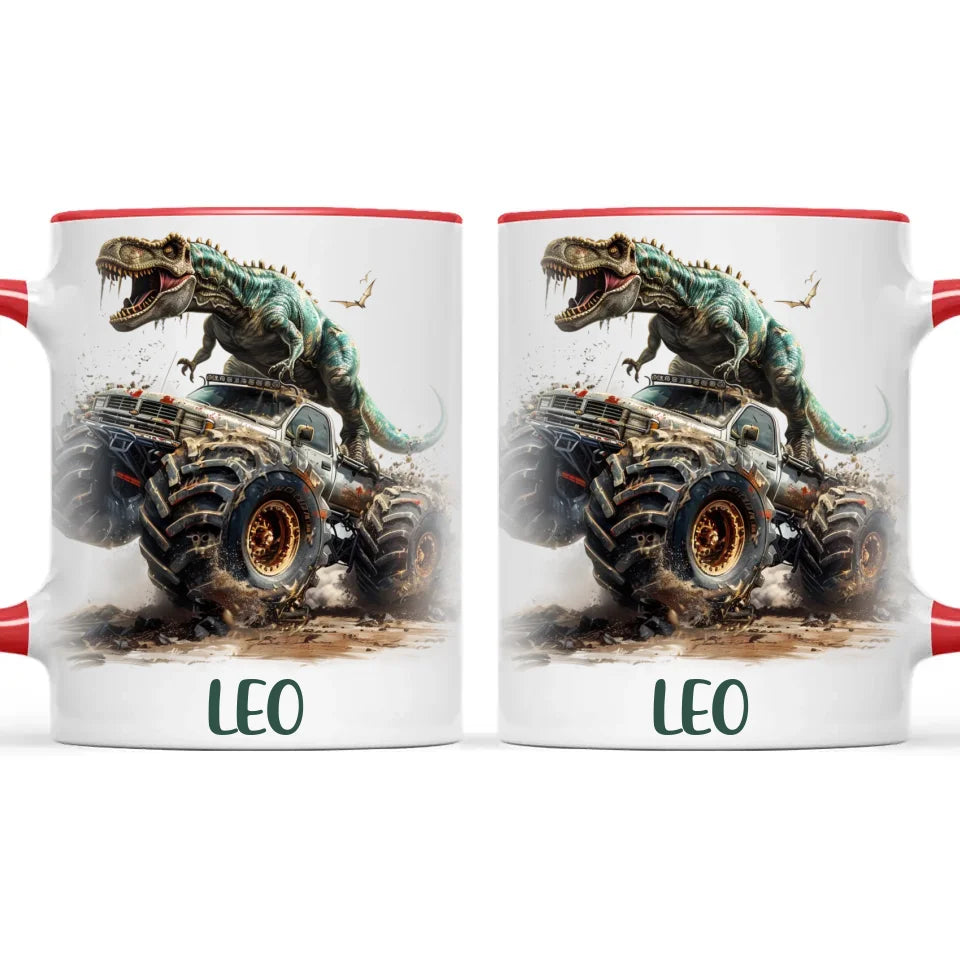 Personalised Dinosaur Monster Truck Kids Cup - Custom Name Mug for Boys - 11oz, 6oz or Enamel Cup - NZ Made Gift