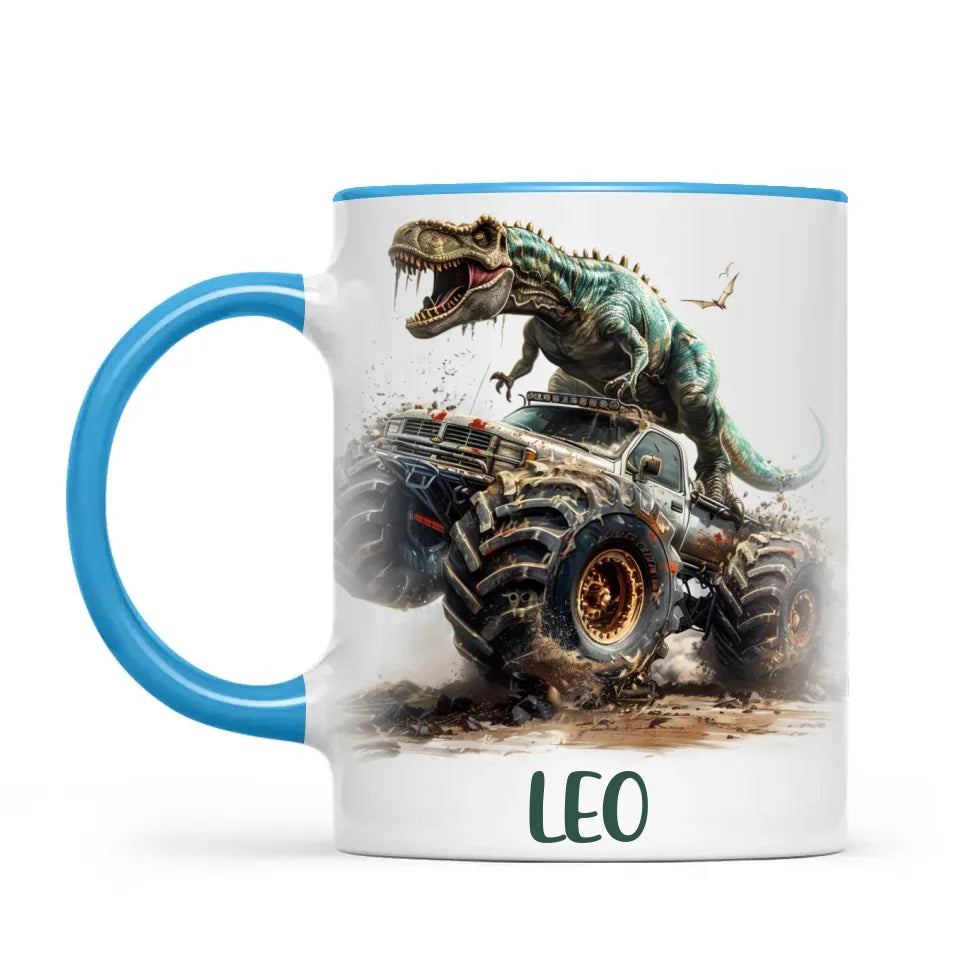 Personalised Dinosaur Monster Truck Kids Cup - Custom Name Mug for Boys - 11oz, 6oz or Enamel Cup - NZ Made Gift
