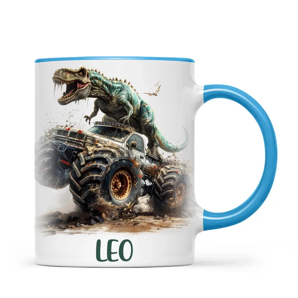 Personalised Dinosaur Monster Truck Kids Cup - Custom Name Mug for Boys - 11oz, 6oz or Enamel Cup - NZ Made Gift