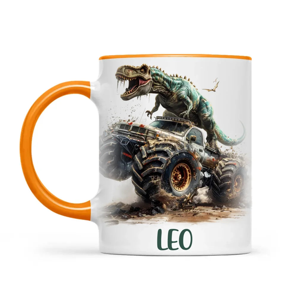 Personalised Dinosaur Monster Truck Kids Cup - Custom Name Mug for Boys - 11oz, 6oz or Enamel Cup - NZ Made Gift